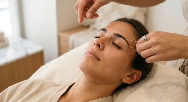 Clean eyebrow threading work